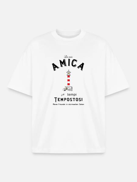 My girlfriend in Italian/ German - Boxy Heavyweight Unisex Organic T-Shirt by Stanley/Stella - white