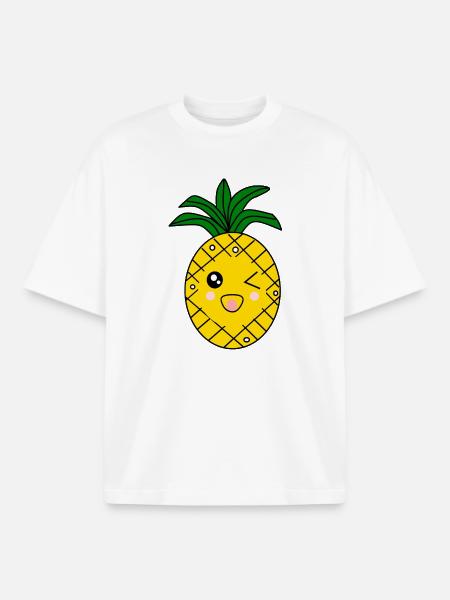 Pineapple Summer T-shirt - Boxy Heavyweight Unisex Organic T-Shirt by Stanley/Stella - white