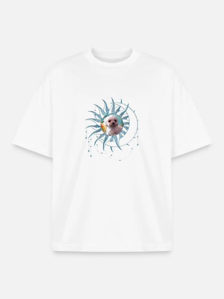 Cute puppy with flowers - Boxy Heavyweight Unisex Organic T-Shirt by Stanley/Stella - white