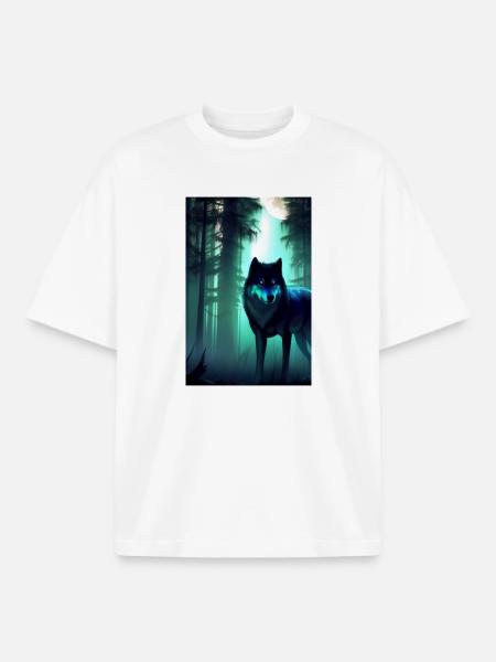 Wolf in the forest - Boxy Heavyweight Unisex Organic T-Shirt by Stanley/Stella - white