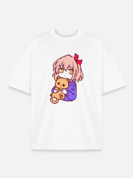 Girls Manga Japan Cartoon Anime Comic - Boxy Heavyweight Unisex Organic T-Shirt by Stanley/Stella - white