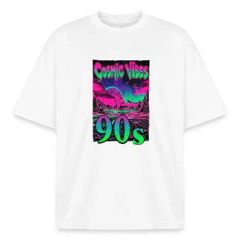 Cosmic Vibes 90s Retro Neon - Boxy Heavyweight Unisex Organic T-Shirt von Stanley/Stella - Weiß - Vorne - AI Model Male 185 light (185cm) & AI Model Female 172 dark (172cm)