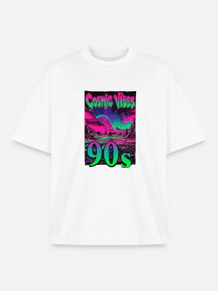 Cosmic Vibes 90s Retro Neon - Boxy Heavyweight Unisex Organic T-Shirt by Stanley/Stella - white