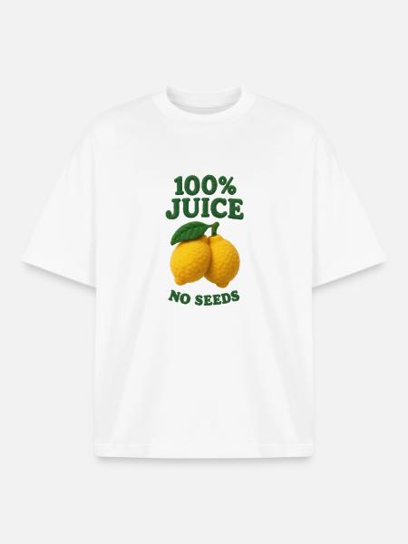 100 % Jus SANS GRAINES - T-shirt unisexe boxy épais biologique Stanley/Stella - blanc