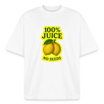 100% Juice no SEEDS - Boxy Heavyweight Unisex Organic T-Shirt von Stanley/Stella - Weiß - Vorne - AI Model Male 185 light (185cm) & AI Model Female 172 dark (172cm)