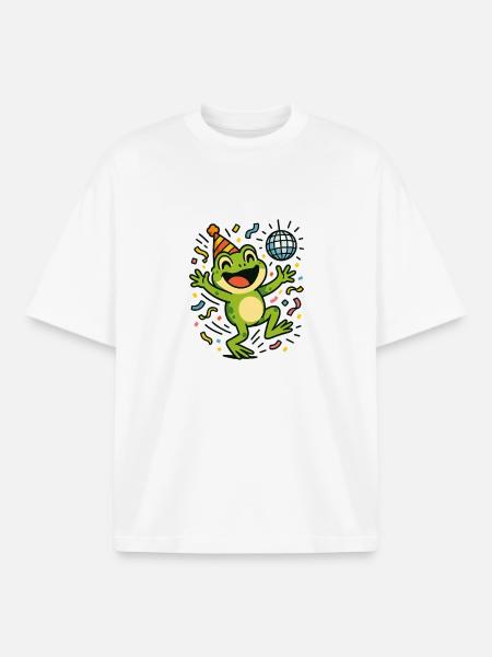 Party Frog - Boxy Heavyweight Unisex Organic T-Shirt by Stanley/Stella - white
