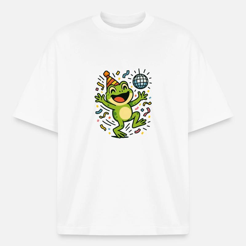 Party Frog - Boxy Heavyweight Unisex Organic T-Shirt by Stanley/Stella - white