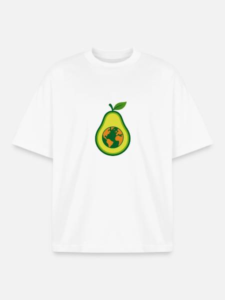 Avocado Love – Healthy & Happy - Boxy Heavyweight Unisex Organic T-Shirt by Stanley/Stella - white