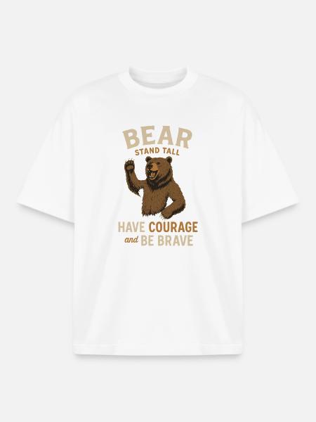 Devise de l’ours pour les braves - T-shirt unisexe boxy épais biologique Stanley/Stella - blanc