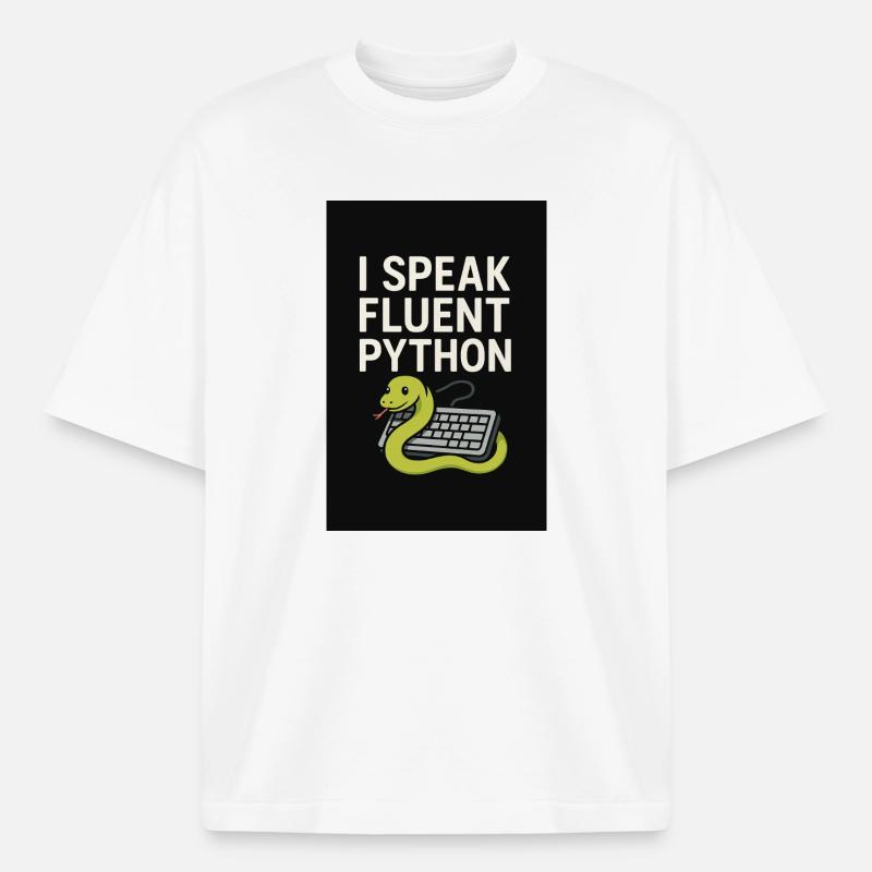 Serpent de codage Python - T-shirt unisexe boxy épais biologique Stanley/Stella - blanc