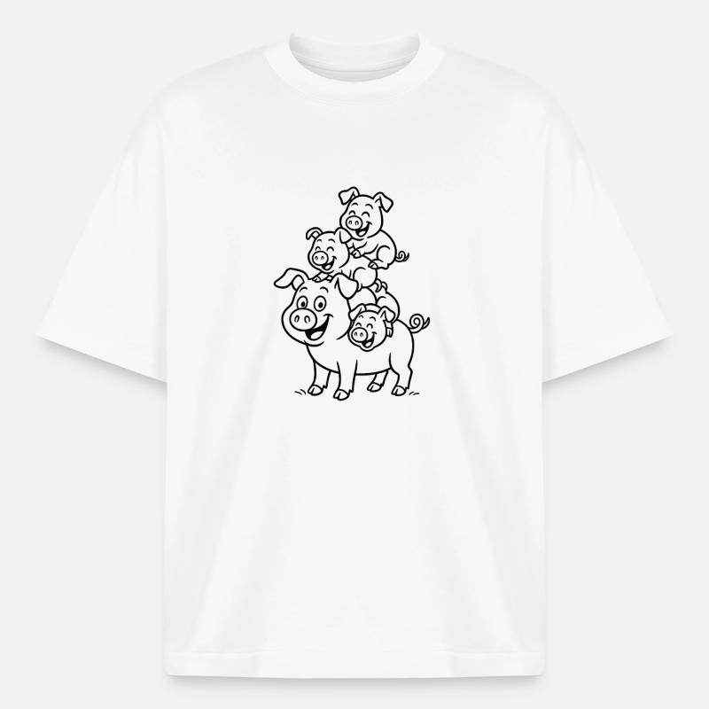 pig, sow - Heavyweight Boxy Unisex T-Shirt by Stanley/Stella - white