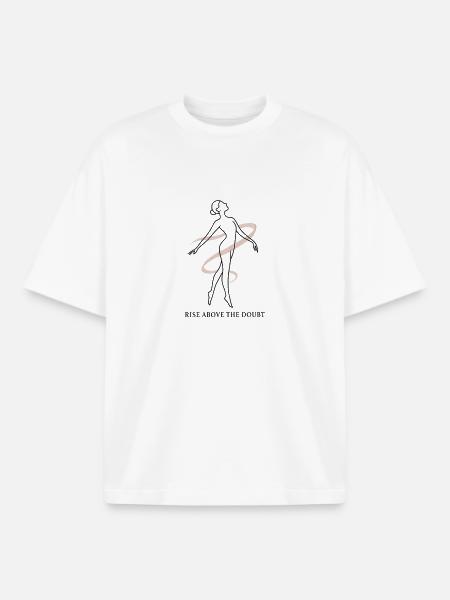Empowered Woman with Ribbon Motif - Boxy Heavyweight Unisex Organic T-Shirt by Stanley/Stella - white