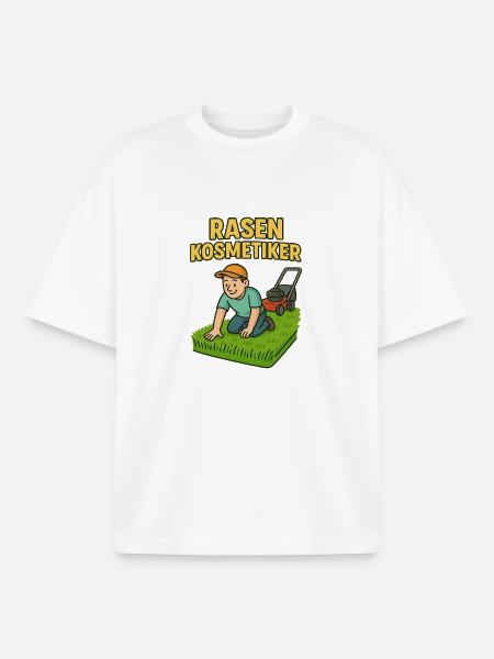 Rasenkosmetiker Humor Design - Boxy Heavyweight Unisex Organic T-Shirt von Stanley/Stella - Weiß