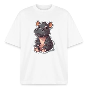 Hippopotame - T-shirt unisexe boxy épais biologique Stanley/Stella - blanc - Devant - AI Model Male 185 light (185cm) & AI Model Female 172 dark (172cm)