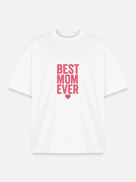Best Mom Ever in Heart Design - Boxy Heavyweight Unisex Organic T-Shirt by Stanley/Stella - white