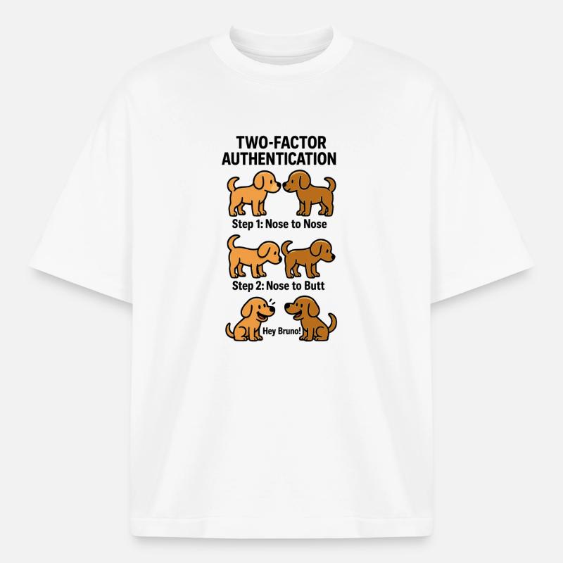 Two Factor Authentication Dogs - Heavyweight Boxy Unisex T-Shirt by Stanley/Stella - white