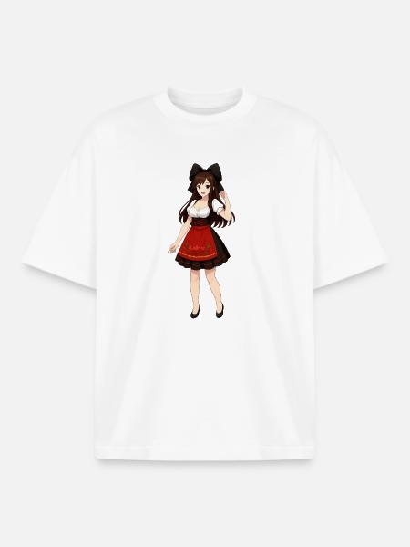 Alsacienne manga en robe traditionnelle - T-shirt unisexe boxy épais biologique Stanley/Stella - blanc