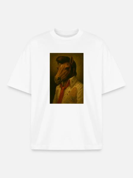 Horse head in glitter suit - Boxy Heavyweight Unisex Organic T-Shirt by Stanley/Stella - white