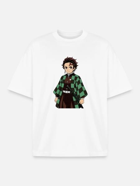 Hero Checkerboard Kimono Green Saber - Boxy Heavyweight Unisex Organic T-Shirt by Stanley/Stella - white