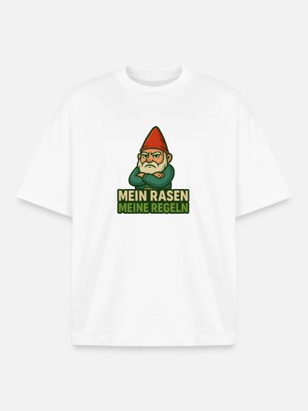 GartenGnome Saying: My Lawn My Rules - Boxy Heavyweight Unisex Organic T-Shirt by Stanley/Stella - white