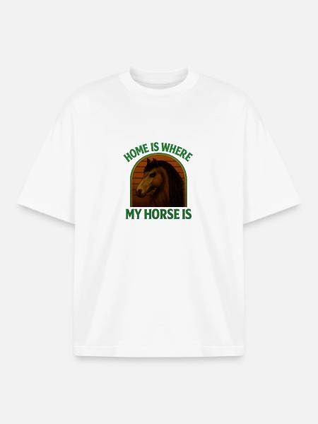 La maison, c’est mon cheval - T-shirt unisexe boxy épais biologique Stanley/Stella - blanc