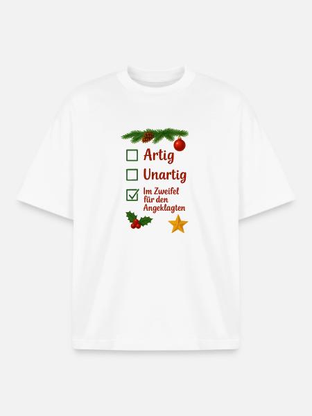 Christmas politely naughty in doubt - Boxy Heavyweight Unisex Organic T-Shirt by Stanley/Stella - white