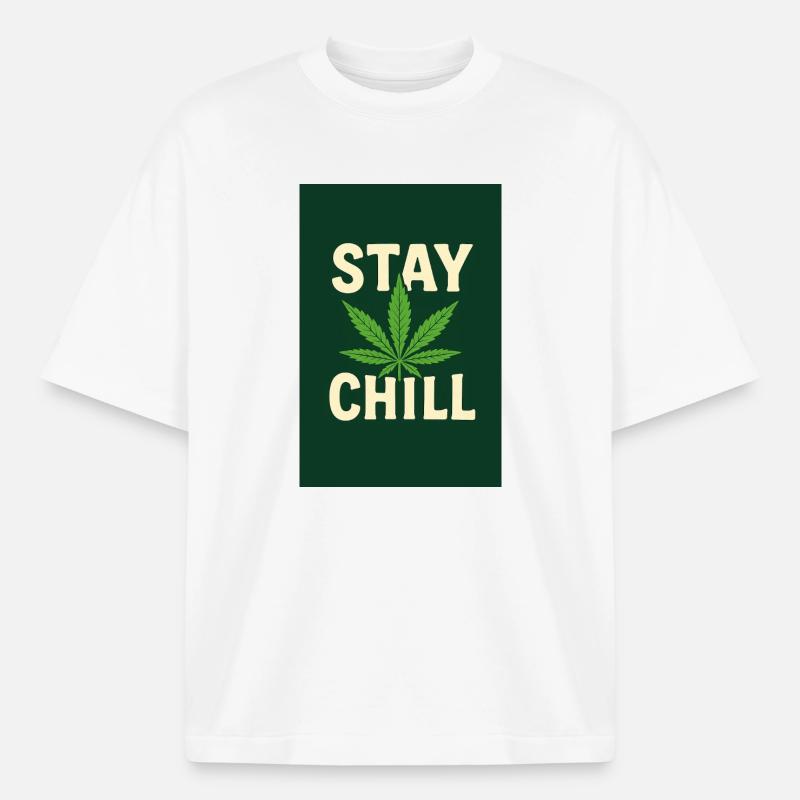 Stay Chill Cannabis Leaf - Boxy Heavyweight Unisex Organic T-Shirt by Stanley/Stella - white