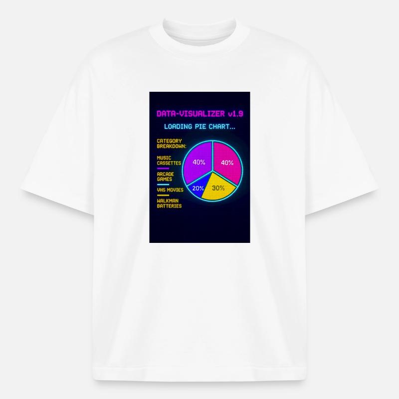 Neon Pie Chart Retro Visual - Boxy Heavyweight Unisex Organic T-Shirt by Stanley/Stella - white