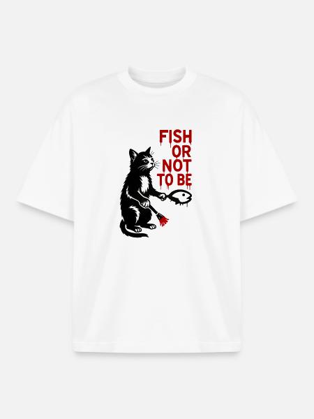 Poisson ou pas être chat - T-shirt unisexe boxy épais biologique Stanley/Stella - blanc
