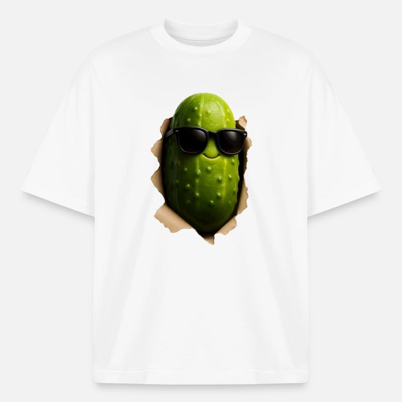 Cornichon au concombre - T-shirt unisexe boxy épais biologique Stanley/Stella - blanc
