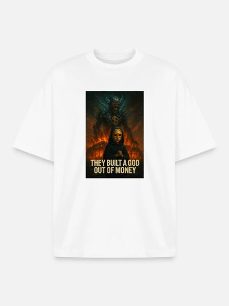 God of Money – Power and Greed - Boxy Heavyweight Unisex Organic T-Shirt by Stanley/Stella - white