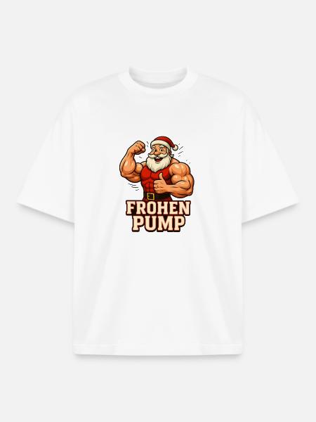 Merry Pump Santa Claus Christmas - Boxy Heavyweight Unisex Organic T-Shirt by Stanley/Stella - white