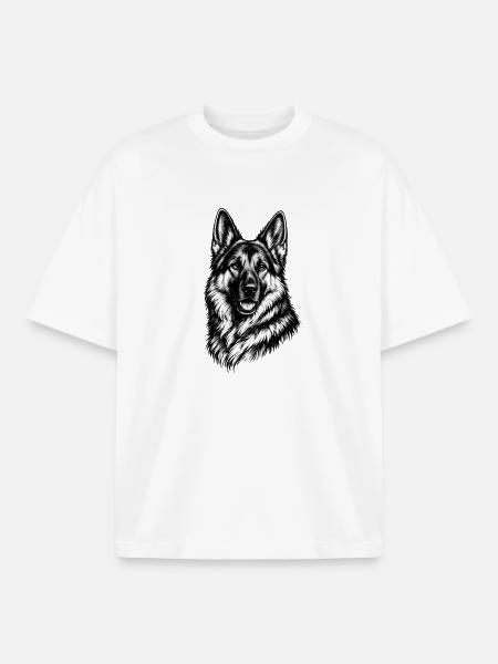 Shepherd Dog Illustration – Art Drawing Dog - Boxy Heavyweight Unisex Organic T-Shirt by Stanley/Stella - white