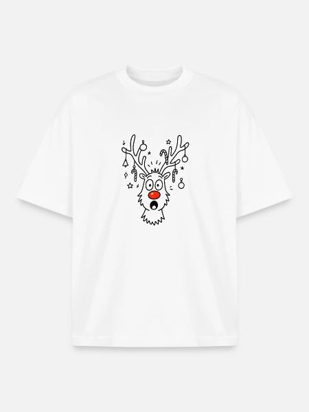 Rudolphs Rote Nase Weihnachtshirsch - Boxy Heavyweight Unisex Organic T-Shirt von Stanley/Stella - Weiß