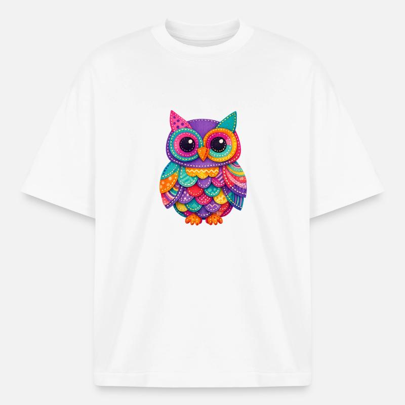 Patchwork Eulenzauber - Heavyweight Unisex Boxy T-Shirt von stanley/stella	 - Weiß