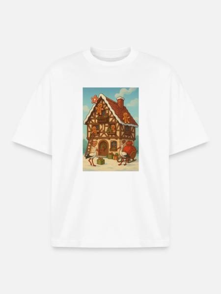 Alsace Half-timbered house fairytale gingerbread - Boxy Heavyweight Unisex Organic T-Shirt by Stanley/Stella - white