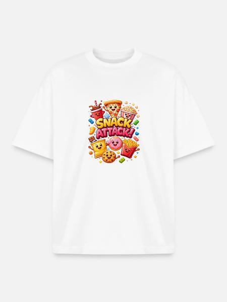 Snack Attack! Bunte Snack-Helden - Boxy Heavyweight Unisex Organic T-Shirt von Stanley/Stella - Weiß