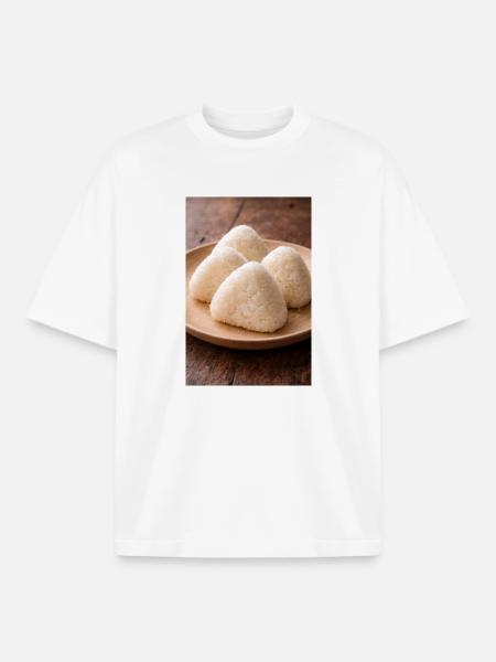 Onigiri Rice Balls Japanese Style - Boxy Heavyweight Unisex Organic T-Shirt by Stanley/Stella - white