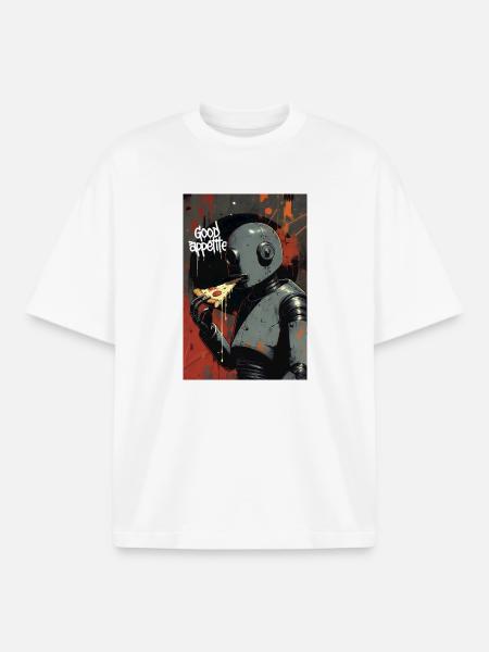 Retro Robot Humor Illustration - Boxy Heavyweight Unisex Organic T-Shirt by Stanley/Stella - white