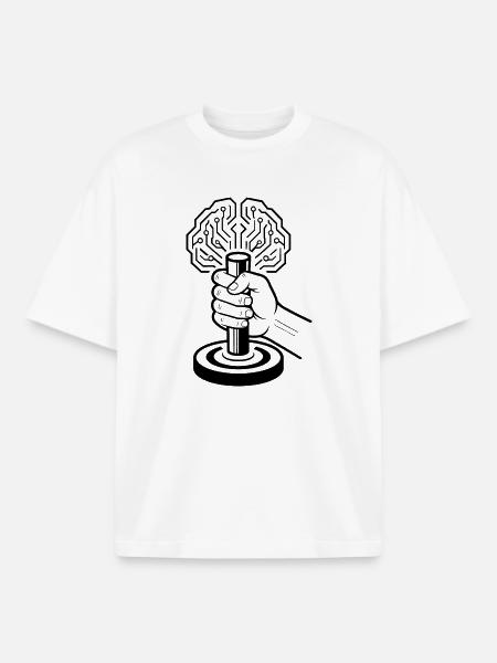 Digital Brain Cyborg Artificial Intelligence - Boxy Heavyweight Unisex Organic T-Shirt by Stanley/Stella - white