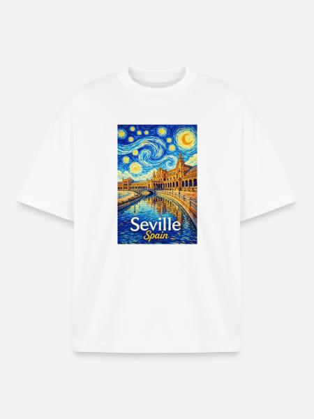 Seville Spain - Boxy Heavyweight Unisex Organic T-Shirt by Stanley/Stella - white