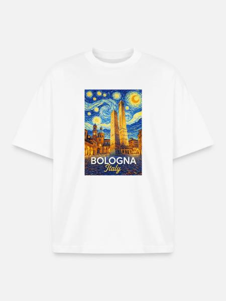 Bologne, Italie. - T-shirt unisexe boxy épais biologique Stanley/Stella - blanc