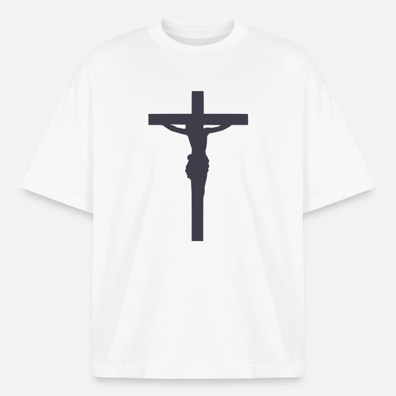 Cross silhouette Jesus - Heavyweight Boxy Unisex T-Shirt by Stanley/Stella - white