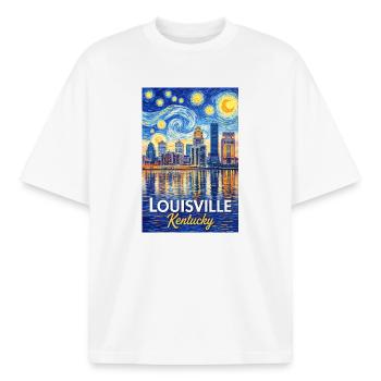 Louisville, Kentucky - Boxy Heavyweight Unisex Organic T-Shirt by Stanley/Stella - white - Front - AI Model Male 185 light (185cm) & AI Model Female 172 dark (172cm)