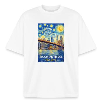 Brooklyn Bridge NY Style Star - T-shirt unisexe boxy épais biologique Stanley/Stella - blanc - Devant - AI Model Male 185 light (185cm) & AI Model Female 172 dark (172cm)