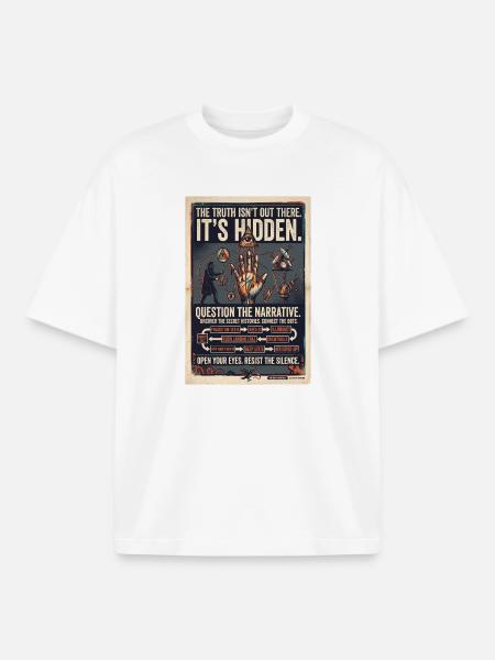 Hidden Truths: Retro Conspiracy Poster - Boxy Heavyweight Unisex Organic T-Shirt by Stanley/Stella - white