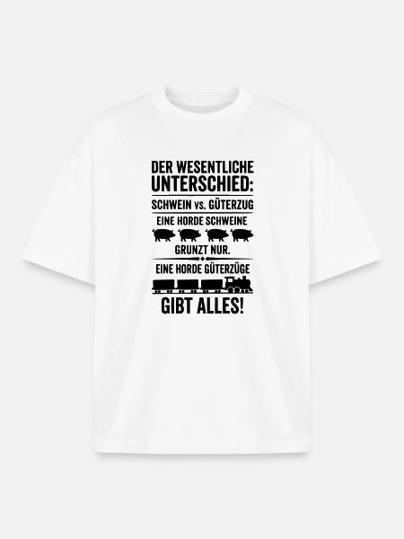 Güterzug VS Schweinehorde - Boxy Heavyweight Unisex Organic T-Shirt von Stanley/Stella - Weiß