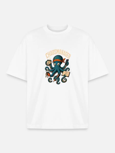 Chaos Manager Octopus - Boxy Heavyweight Unisex Organic T-Shirt by Stanley/Stella - white