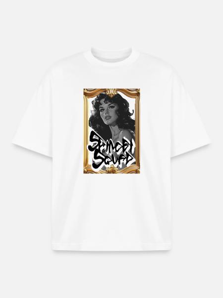 Monochrome Graffiti Portrait - Boxy Heavyweight Unisex Organic T-Shirt by Stanley/Stella - white