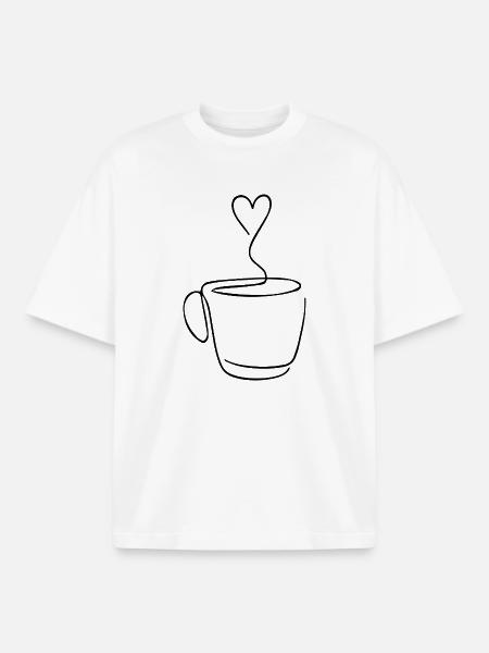 Coffee lovers draw coffee with a line - Boxy Heavyweight Unisex Organic T-Shirt by Stanley/Stella - white